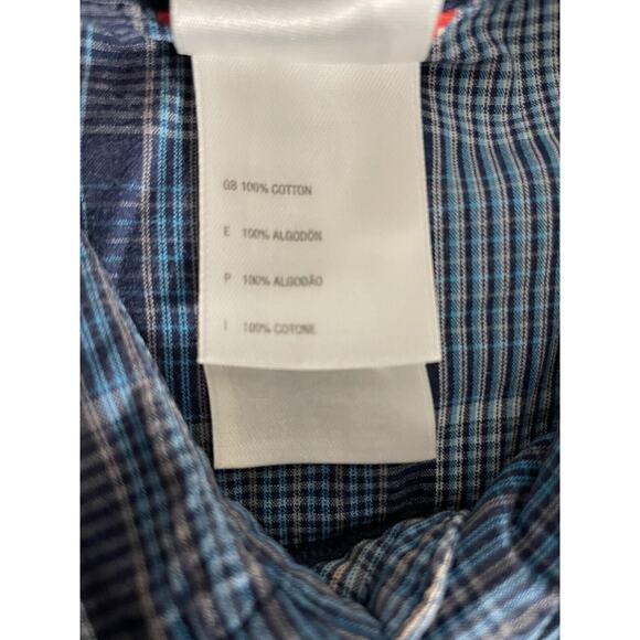 The North Face Mens Sz XL Short Sleeve Shirt Blue Gray Striped Button Up - Picture 8 of 9